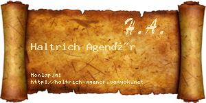 Haltrich Agenór névjegykártya
